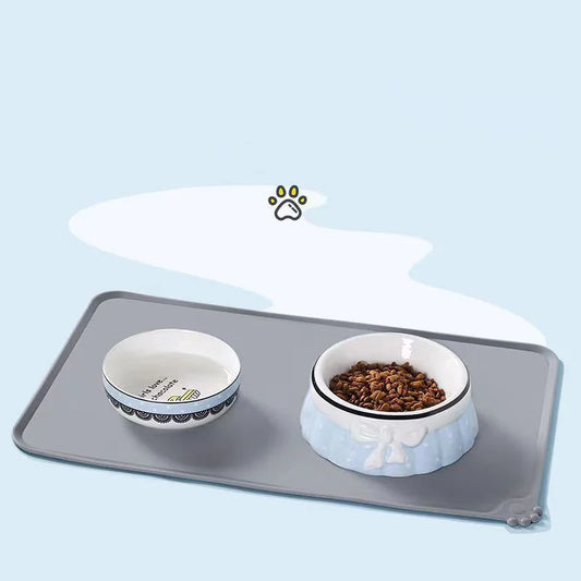 Dog Cat Bowl Food Mat with High Lips