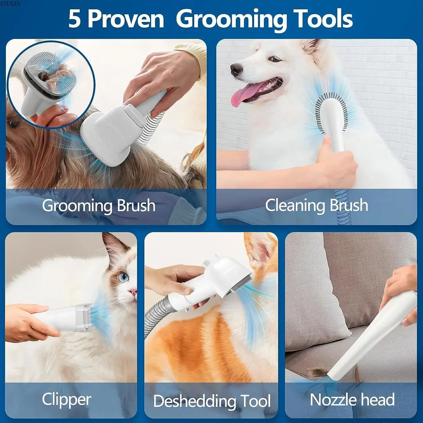 Dog Grooming Vacuum Kit – 2.3L Capacity